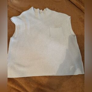 Light Beige Ribbed Knit Tank Top